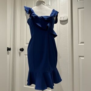 Navy blue one shoulder ruffle dress size 6